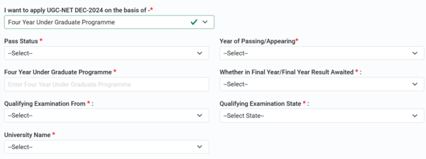 UGC NET Dec registration form