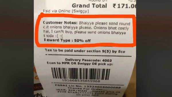 ‘Onions bhot costly hai, I can’t buy’: Delhi man requests Swiggy to send extra onions amid price surge goes viral