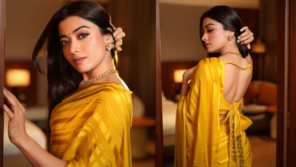 Rashmika Mandanna in stunning yellow sari