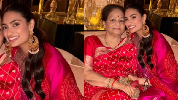 Athiya Shetty in pink Bandhani suit