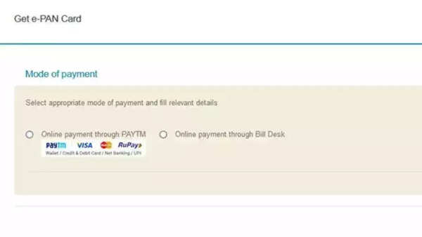 Select mode of payment