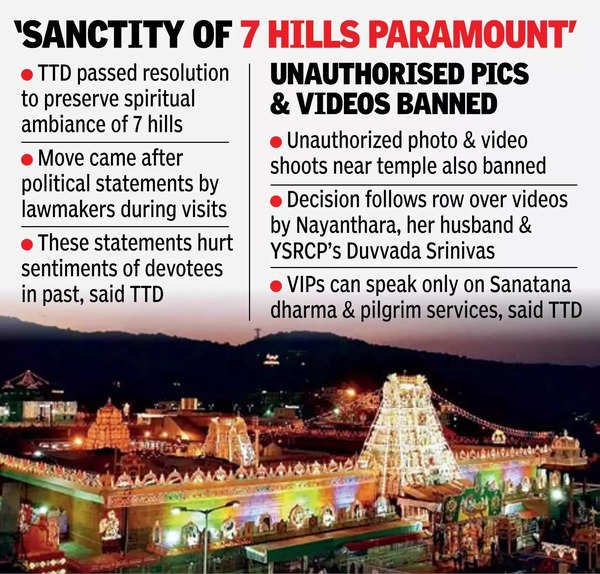 TTD prohibits political and hate speeches at Tirumala.