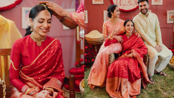 Sobhita Dhulipala in traditional red sari