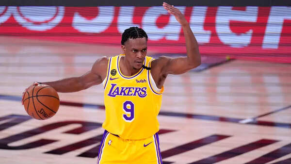 Rajon Rondo playing for the Los Angeles Lakers
