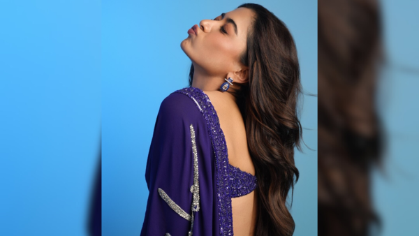 Rashmika in blue sari