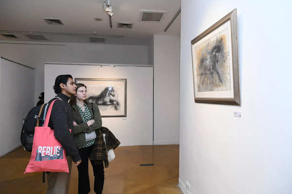 Visitors at the Earth Song exhibition