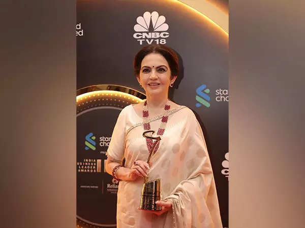 Nita Ambani honoured with "Outstanding Contribution to Brand India" at India Business Leadership Award 2024