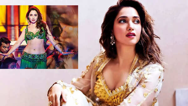 Tamannaah Bhatia in Lucknow and (inset) in a still from the song Aaj Ki Raat