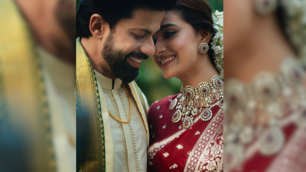 Keerthy wore her mother's red sari
