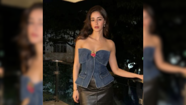 Ananya Panday in strapless denim top