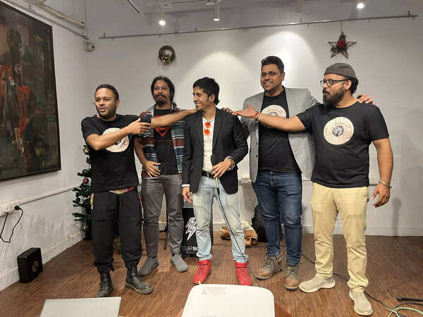 Punch members in a light moment after the music video launch at Cafe Wisdom Tree