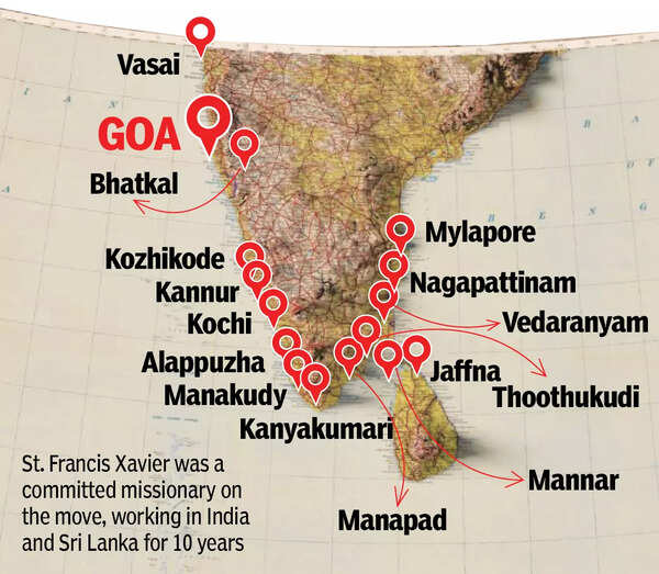 The places visited by St Francis Xavier