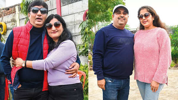 (L) Abhishek and Urvashi (R) Amit and Smita