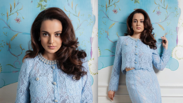 Kangana Ranaut in powder blue co-ord set
