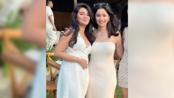 Sara Tendulkar in strapless white dress