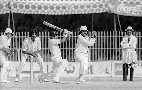 Sunil Gavaskar bats for India in the second Test against Pakistan in Lahore on October 29, 1978 (Photo by Patrick Eager/Getty Images)