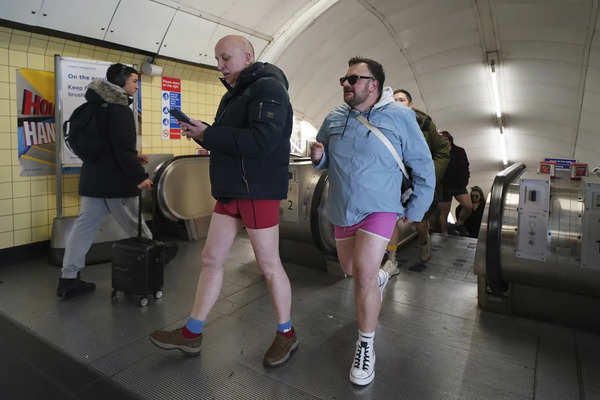 No pants? No problem. London subway riders bare their legs to brighten a gray winter day