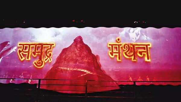 The experience is divided into 12 thematic zones, each showcasing iconic tales, including the Samudra Manthan