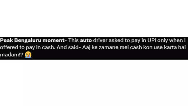 Bengaluru resident shares "peak Bengaluru moment"