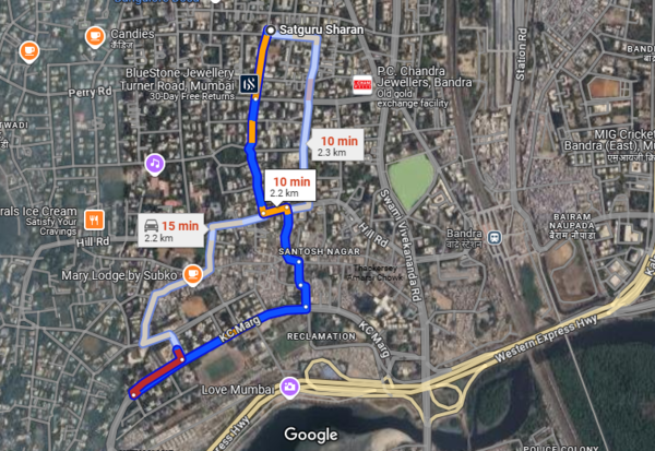 Distance from Saif Ali Khan's residence to Lilavati Hospital.