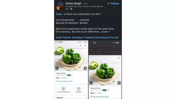Vinita Singh's LinkedIn post
