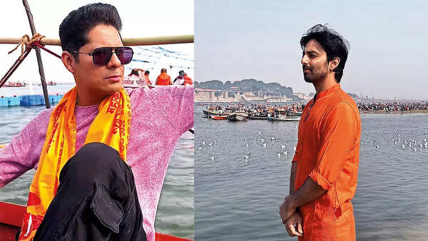 (L) Hip Hip Hurray fame actor and television host Vishal Malhotra took a dip in Sangam (R) Himansh Kohli at the Maha Kumbh (BCCL/ @vishalmalhotra_actor and @kohlihimansh)