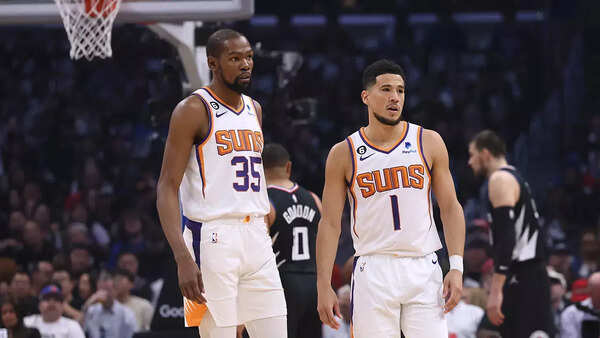 Kevin Durant and Devin Booker of the Phoenix Suns Credits: Harry How/Getty Images
