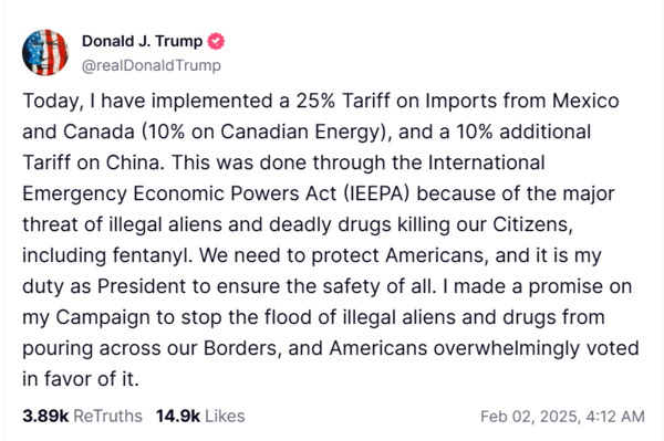 Trump's post on Truth Social