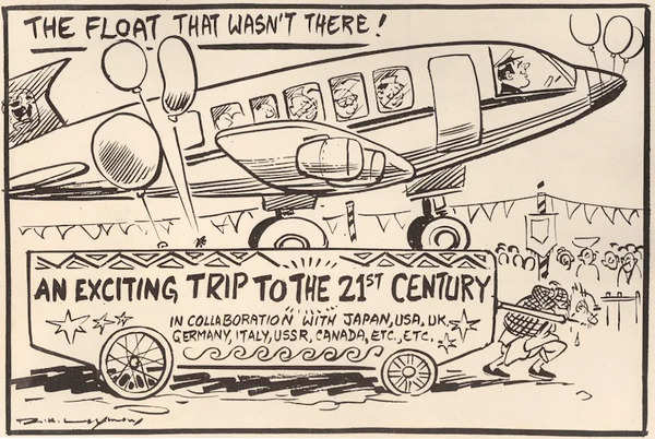 Faced with Rajiv Gandhi’s facile talk in the 1980s of taking India into the twenty-first century, Laxman, in his cartoons, made it clear that technological modernisation remained an elite project driven by elite concerns, whose fruits trickled down slowly, if at all, to the rest.