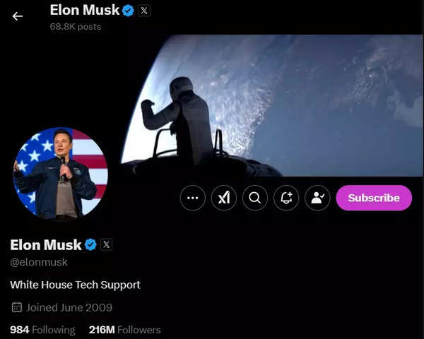 A screenshot of Elon Musk profile bio on X