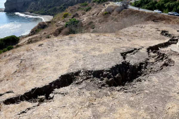 Crack that has emerged due to increased landslides