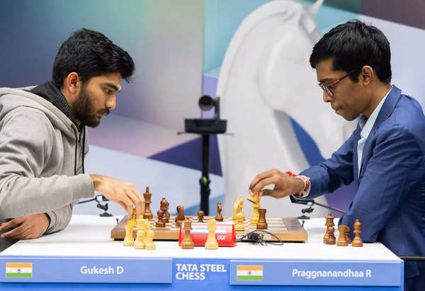 D Gukesh vs R Praggnanandhaa (Photo Credit: Tata Steel Chess 2025)