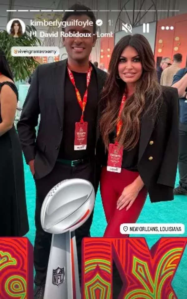 Kimberly Guilfoyle posed with Vivek Ramaswamy at Superbowl.