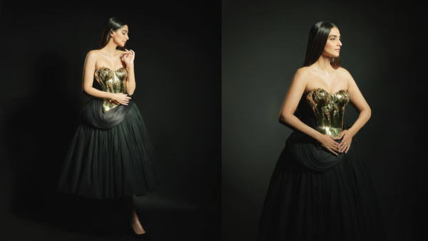 Sonam Kapoor in gold corset outfit