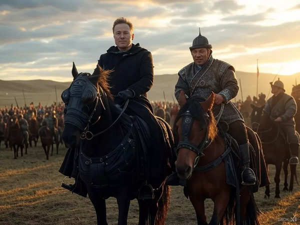 Elon Musk and Genghis Khan (AI Image generated by Grok)