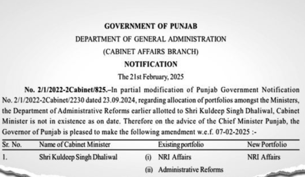 Punjab govt's notification