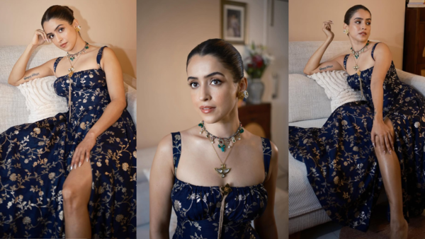 Sanya Malhotra in sleek royal blue dress