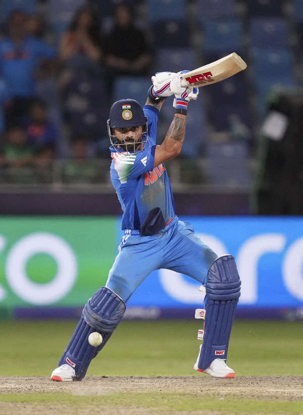 Dubai: India's Virat Kohli plays a shot during a One Day International (ODI) cri...