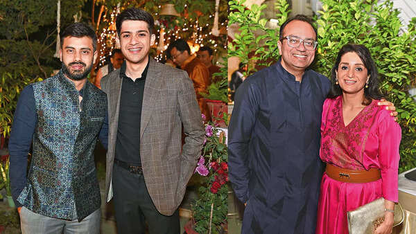 (L) Aditya Agarwal and Raghav Prakash (R) Amit and Puja Ghai