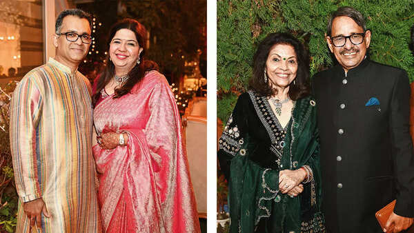 (L) Suyash and Divya Kapur (R) Renu and OP Srivastava