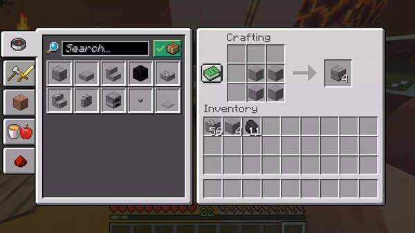 Acquire Stone Bricks in the Crafting Table
