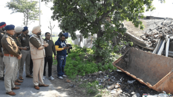 Jalandhar Rural Police demolished unauthorized structures on encroached panchayat land in Phillaur villages