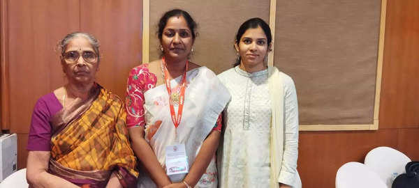 P Sridevi with her daughter and mother at award function