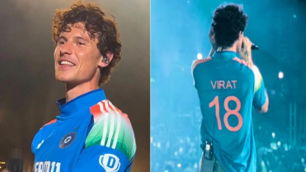 Shawn Mendes in Virat Kohli jersey