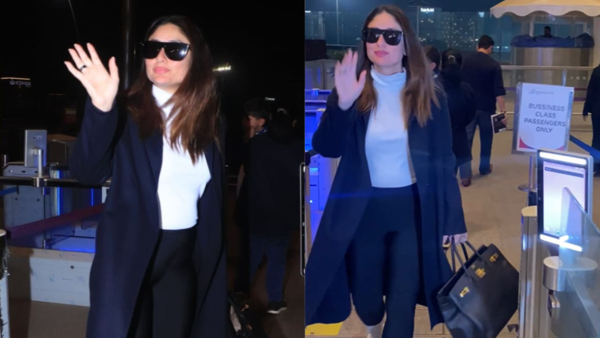 Kareena in stunning boardroom style look at the airport