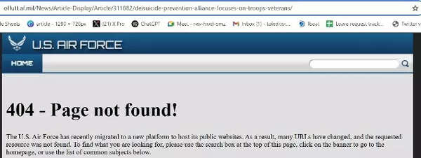 Screenshot of a deleted article