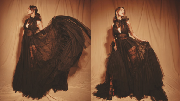 Tripti Dimri in black sheer flowy dress