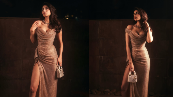 Khushi Kapoor's champagne-gold regalia reminds us of only Lily Collins | -  The Times of India