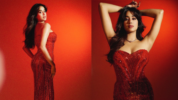 Janhvi Kapoor stuns in a red bodycon gown