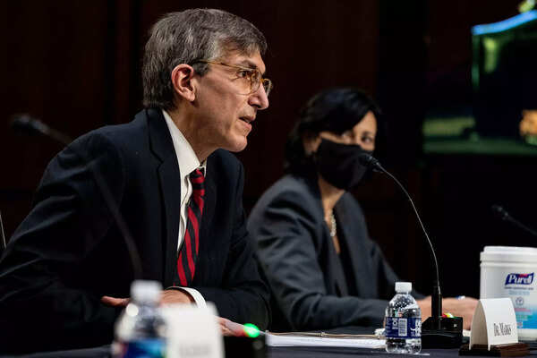 FILE -- Dr. Peter Marks, the FDA's director of the Center for Biologics Evaluation and Research, testifies at a Senate hearing regarding the pandemic response, on Capitol Hill in Washington, March 18, 2021. Marks, the FDA's top vaccine official, resigned on March 28, 2025, saying that Health Secretary Robert Kennedy's 'misinformation and lies' on vaccines was irresponsible and posed a danger to the public. (Anna Moneymaker/The New York Times).... Top FDA Vaccine Official Resigns, Citing Kennedy's 'Misinformation and Lies'